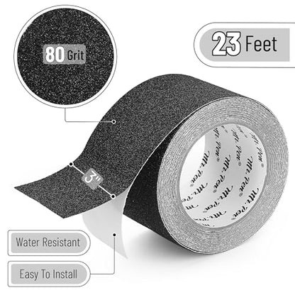 Mr. Pen- Grip Tape, 3 Inch, 23 Feet, Anti Slip, Black, Waterproof - size: 3 Inch, 23 Feet