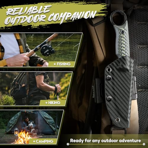 Purple Dragon Fixed Blade Knife with Kydex Sheath -Survival Knife Gray - color: Gray
