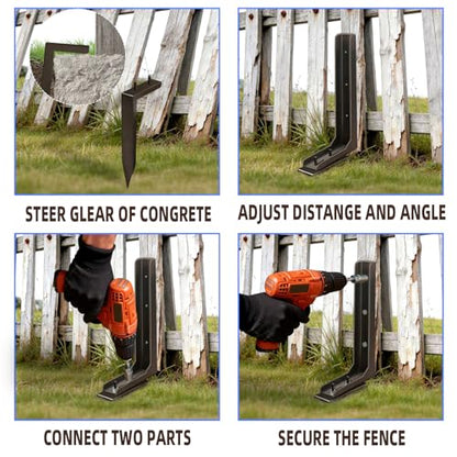 Adjustable Fence Post Repair Kit Quick Easy Fix Broken Leaning Wooden Post - size: Pack of 2