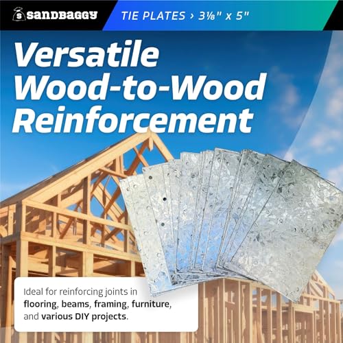 Sandbaggy Tie Plate for Wood (3-1/8" x 5") - Hot Dipped Galvanized Steel - 20 Gauge - 23 Nail Holes (Similar to Simpson Strong-Tie TP35) (3.125" x 5", 1)