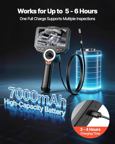 VEVOR 4-Way Articulating Borescope with Light, True 1080P HD Industrial Endoscope Inspection Camera with Articulated Probe, Flexible Snake Scope Cam for Wall Automotive Engine Inspect-4.9FT - size: 0.24-inch Probe