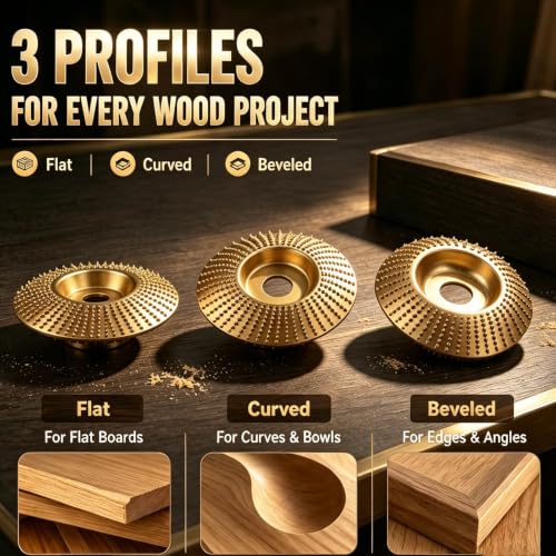 3PC Angle Grinder Wood Carving Disc Set, Wood Sanding and Surface Finishing