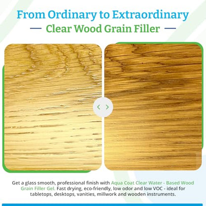 Aqua Coat Water-Based Clear Wood Grain Filler Gel, Fast-Drying, Low Odor, Low VOC, Sandable, Stainable & Paintable, Easy Water Cleanup, Glossy Finish, 128 oz - size: Gallon