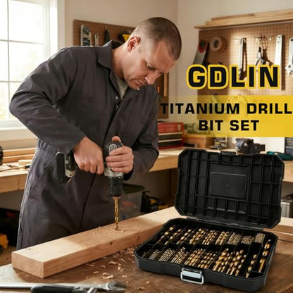 230 Pcs Titanium Twist Drill Bit Set, Coated HSS 135° Tip 3/64"-1/2"