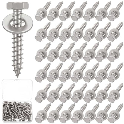 Zonon 50 Pcs 1/4" x 1-1/2" Hex Lag Bolts 304 Stainless Steel Silver Lag Screws 50 Screws and 50 Washers Industrial/Commercial Grade - color: Silver, size: 1/4" X 1-1/2"