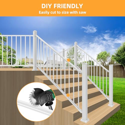 47in Deck Railing Post with Screws - color: White-1, size: 47in Post for Stair Railing