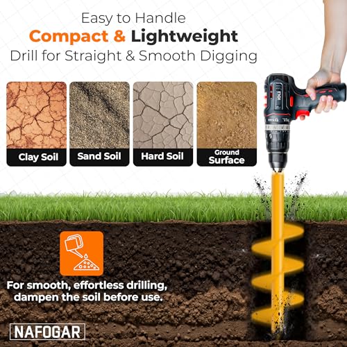 Garden Auger Drill Bit for Planting - Pack of (2) - 1.6”x16.5” & 3.5”x16” – Garden Spiral Hole Digging for Planting, Bulbs, Bedding Plants & More - Compatible with 3/8 Inch Hex Drive - size: Pack of 2: 1.6"x16.5" & 3.5"x16"