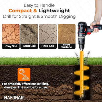 Garden Auger Drill Bit for Planting - Pack of (2) - 1.6”x16.5” & 3.5”x16” – Garden Spiral Hole Digging for Planting, Bulbs, Bedding Plants & More - Compatible with 3/8 Inch Hex Drive - size: Pack of 2: 1.6"x16.5" & 3.5"x16"