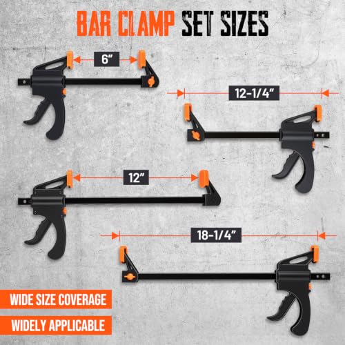 AJulyBee 8Pcs Bar Clamps for Woodworking, 6" & 12" Quick Grip F Clamps Set