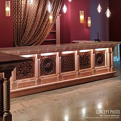 Ekena Millwork COL05X05X35KERW Kent Raised Panel Cabinet Column (Top Block: 6", Bottom Block: 7"), 5"W x 5"D x 35 1/2"H, Rubberwood - color: Rubberwood, size: 5-in. W x 5-in. D x 35.5-in. H