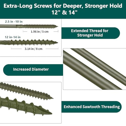 Timber Screws 5/16 x 12 Inch, Heavy Duty Structural Wood Screws, 30PCS - size: #5/16 X 12 inch
