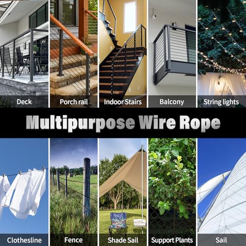 Black Stainless Steel Cable for Railing - 500FT 1/8" T316 Wire Rope - size: 500FT