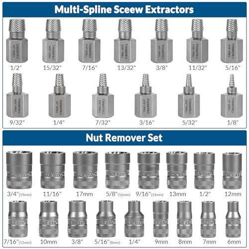 Screw & Bolt Extractor Set and Left Hand Drill Bit Kit, 54 PCS - color: 54-piece