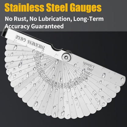 Hoiny 2pcs Feeler Gauges Set Stainless Steel, Spark Plug Gap Tool