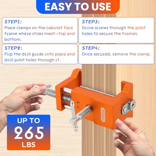 Cabinet Clamps 4 Pack, Protective Pads Included (4, Orange) - color: Orange
