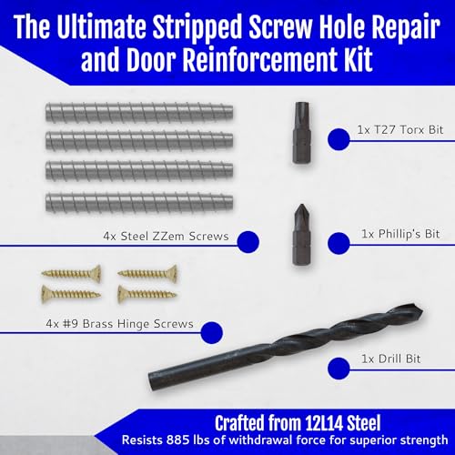 4-Pack #9 x 3 Permanent Stripped Door Hinge Screw Hole Repair Kit - size: 4 Pack