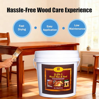 Light Natural Oak Advanced 5 Gallon Wood Sealant & Finish | Enhances Wood Grain | Flexible, Crack-Resistant Coat for Inside/Outside Terrace and Fence,Planting Boxes,Non-Toxic - color: Light Natural Oak, size: 5 Gallon
