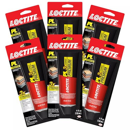 Loctite PL Premium Polyurethane Construction Adhesive, 4 fl oz Squeeze Tube, 6 Pack - size: 4 fl oz (Pack of 6)