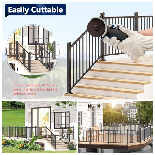 Egadis Modular Aluminum Stair Railing Kit, 42 in x 4 ft Black Step Railing - color: Stair 4ft - 1Pack