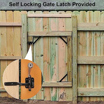 Mofeez Fence Gate Kit Iron Gate Hardware with Gate Latch for Wooden Fences Shed Doors Heavy Duty Anti Sag Gate Corner Brace Bracket - size: Set of 1