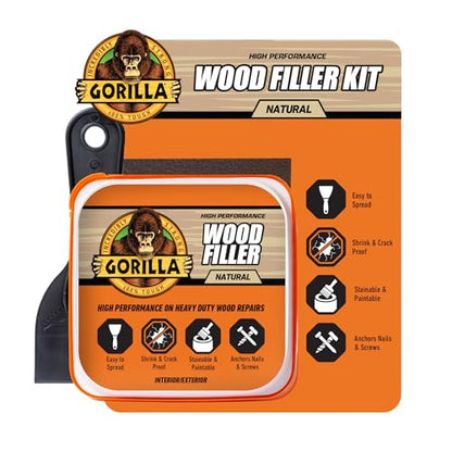 Gorilla All Purpose Wood Filler Kit, with Putty Knife and Sanding Block - size: 1 - Pack