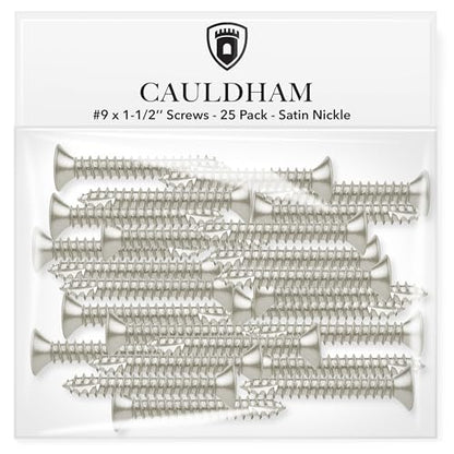 Cauldham Satin Nickel Wood Screws #9 x 1-1/2 Inch for Door Hinges - 25 Pack - color: Satin Nickel
