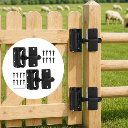 NQEUEPN 2pcs Heavy Duty Self Closing Gate Hinges with Adjustable Tension