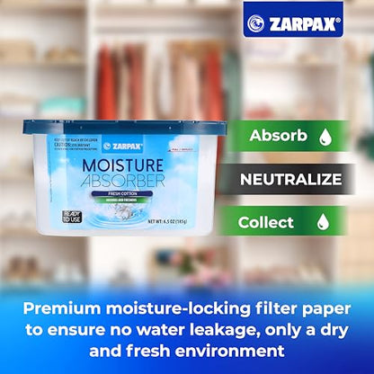 ZARPAX Moisture Absorber Fresh Cotton 6.5 oz - Set of 15 - size: 6.5 Ounce (Pack of 15), style: Fresh Cotton