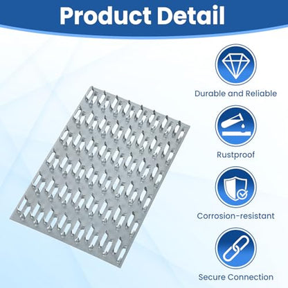 20 Pack Truss Plates, 4" x 6" Pronged Truss Mending Plate with Nail Teeth, Galvanized Steel Repair Tie Plate Bracket for Roofting Truss Wood Timber Connector - size: 4" x 6"