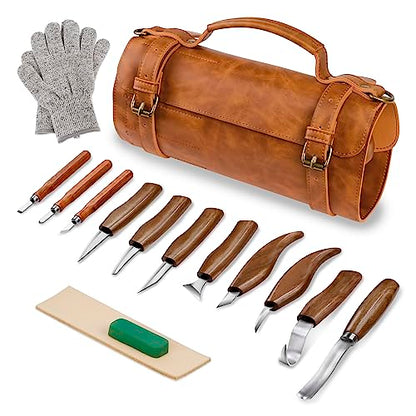 Tekchic Wood Carving Kit Deluxe-Whittling Knife, Wood Carving Knife Set - color: Brown