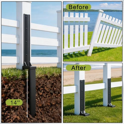 4 Pack Fence Post Repair Kit for 4x4 Wood Posts - size: 4 Pcs