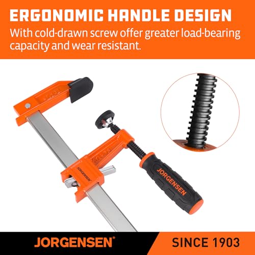 Jorgensen 12" Heavy-Duty Steel Bar Clamp Set, 1000 lbs Load Limit, 2-Pack - size: 12 Inch Heavy Duty