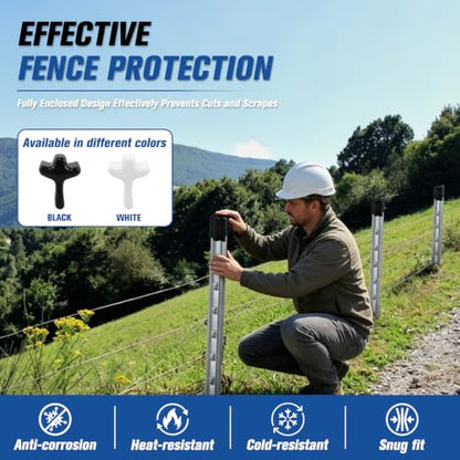 10PCS Safe T Shaped Post Caps,Black T-Post Safety Vinyl Fence Post Cap,Protector Cover for T Post End Protection