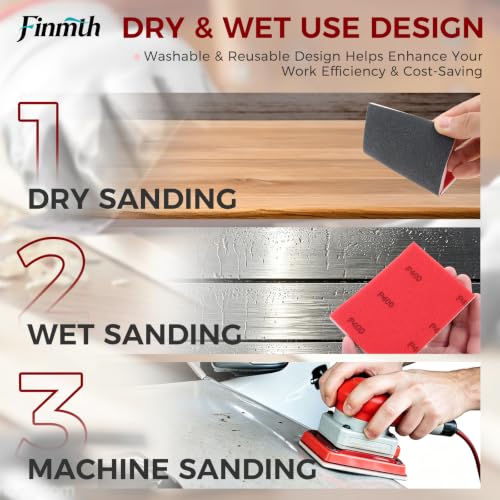 50Pcs Sanding Sponges Wet & Dry Sponge Sanding Blocks 180-3000 Grit 3x4 in