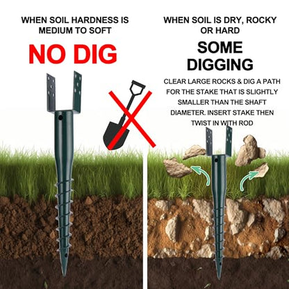 Oscorna U-Shaped Ground Anchor, No Dig 4x4 Post Base Spike, 27inch 4 Pack - size: 27inch 4pcs