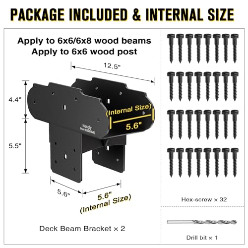 Post Anchor Connector Post Base Bracket for Supporting Wood Beams (2Pack, 6x6-6x8) - size: 6x6-6x8, style: 2Pack