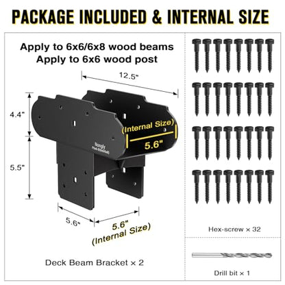 Post Anchor Connector Post Base Bracket for Supporting Wood Beams (2Pack, 6x6-6x8) - size: 6x6-6x8, style: 2Pack