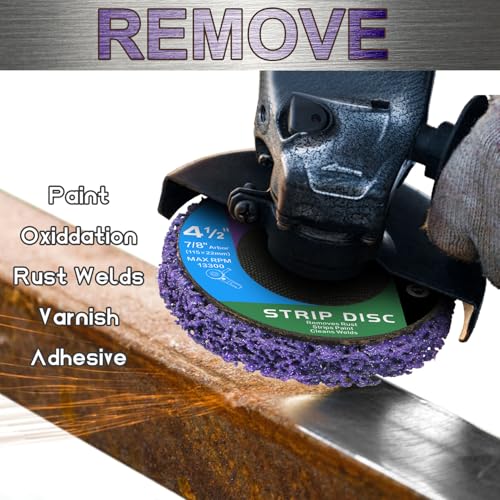 Paint Stripping Discs 12-Pack, 4-1/2" Purple Strip Disc Wheel for Angle Grinder, Ideal for Paint, Rust, and Grime Removal, Metal and Wood Stripping - style: 12 pack purple 4-1/2"