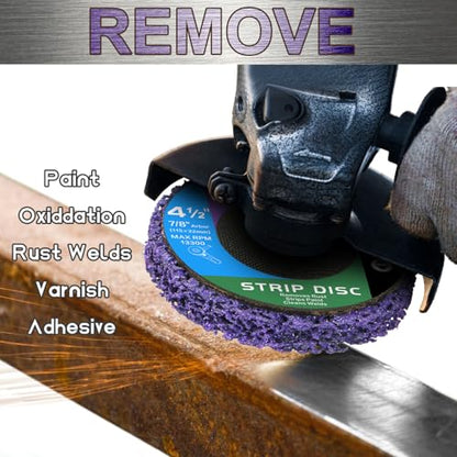 Paint Stripping Discs 12-Pack, 4-1/2" Purple Strip Disc Wheel for Angle Grinder, Ideal for Paint, Rust, and Grime Removal, Metal and Wood Stripping - style: 12 pack purple 4-1/2"