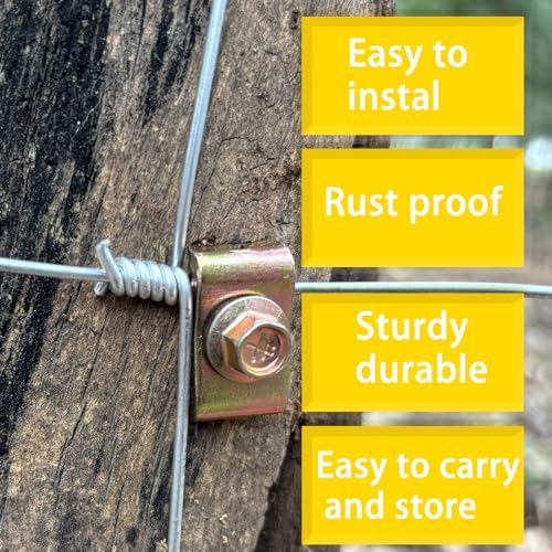 Wire Fence Staples 50 Pcs-2Inch, Heavy Duty Galvanized Cattle Fence Staples - Thicker Screws & Reinforced Buckles, Corrosion-Resistant, Easy Install with Power Drill, Reuse for mesh & Woven Fences - size: 2in-50pcs