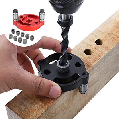 Self Centering Doweling Jig, Dowel Drill Guide 2/3/4/5/6/7/8/9/10mm Handheld Drill Guide for Straight Holes Wood Panel Hole Puncher Locator - size: Red Drill Guide 2/3/4/5/6/7/8/9/10mm