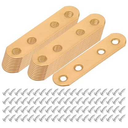 M METERXITY 20-Pack Flat Straight Brackets 2.95x0.71in, Gold - color: Gold, size: 75mm