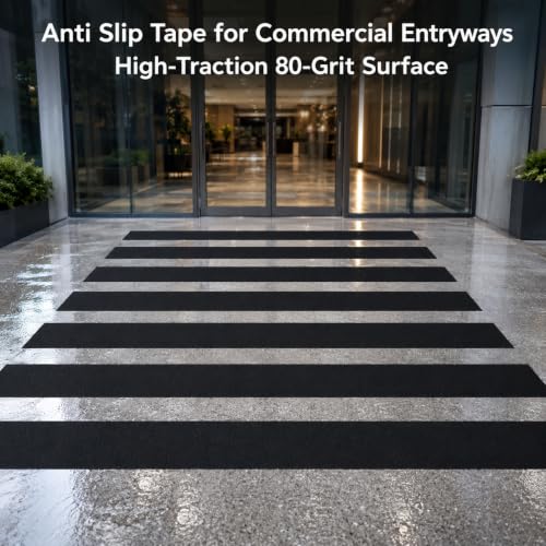 Black Anti Slip Tape, 12 in x 60 ft, 80 Grit Traction Tape - color: Black, size: 12" X 60FT