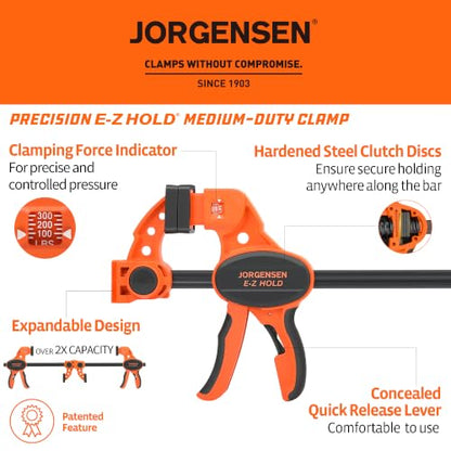 Jorgensen E-Z Hold 2-Pack 6" 300LBS Load Indicator Woodworking Bar Clamps - size: 6 inch