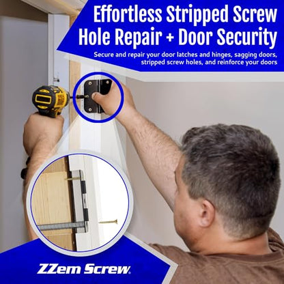 4-Pack #12 x 3 inch Permanent Stripped Door Hinge Screw Hole Repair Kit - size: 4 Pack