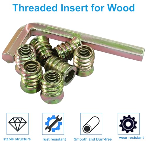 20 Pcs 3/8"-16x 20mm Threaded Inserts for Wood - size: 3/8"-16x 20mm