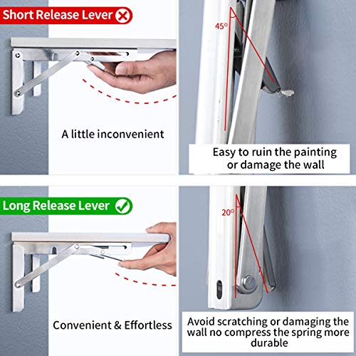Folding Shelf Brackets, 16 Inch Heavy Duty L Bracket, Silver, 2 Pack - color: Silver, size: 16 Inch