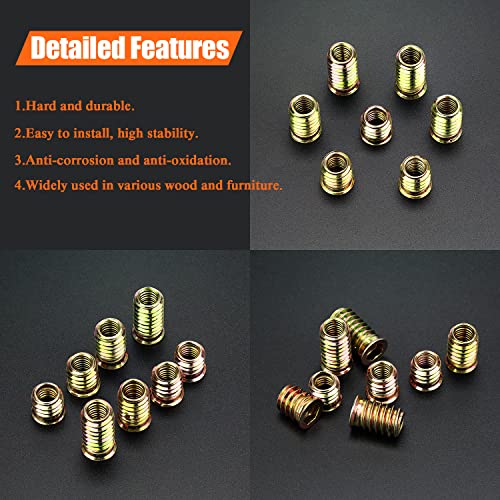 5/16-18 Threaded Inserts, Wood Inserts, Steel Threaded Inserts for Wood Furniture Screw, HELIFOUNER 30 Pieces 5/16”-18 x 20mm Threaded Inserts with Hex Wrench for Wood Furniture - size: 5/16"-18 x 20mm