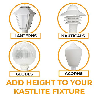 KASTLITE 12" White Aluminum Stub Post for 3" Pier Mount Adapter Fitting - color: White, size: 12" Tall