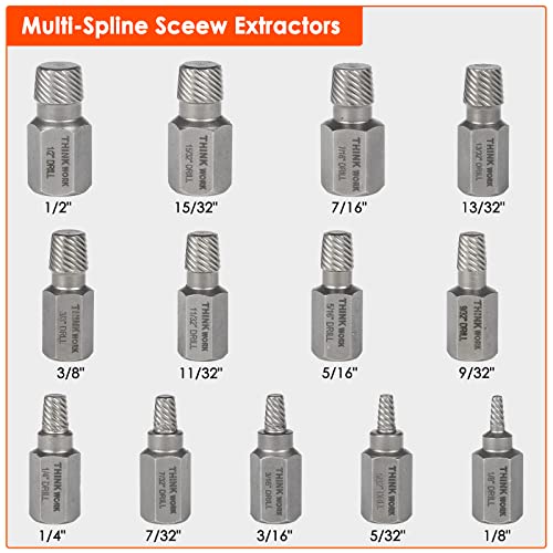 54-Piece Broken Bolt Extractor Kit with Easy Out Screw Extractor Set - size: 54-Piece